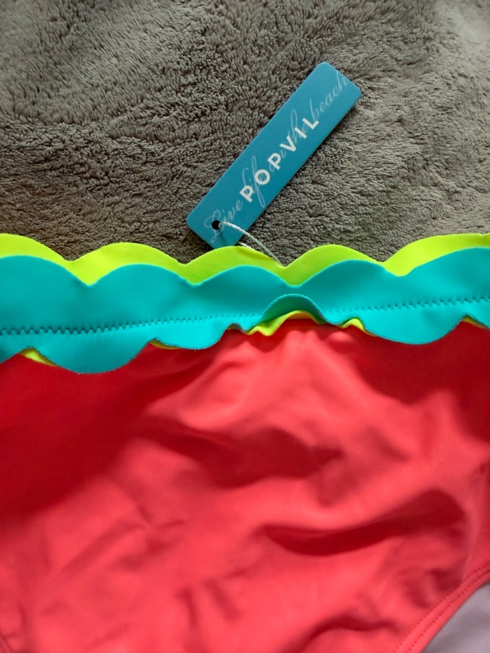 NEW Popvil Scallop Trim Colorblock Bikini Set - Picture 4 of 4